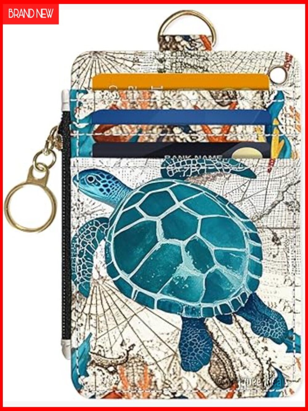 Slim RFID Blocking Wallet with Zipper, ID Window, 4 Card Slots, PU Leather